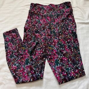 Lululemon 6 Base Pace High Rise Fleece Tight Floral Leggings ~ Athletic Running